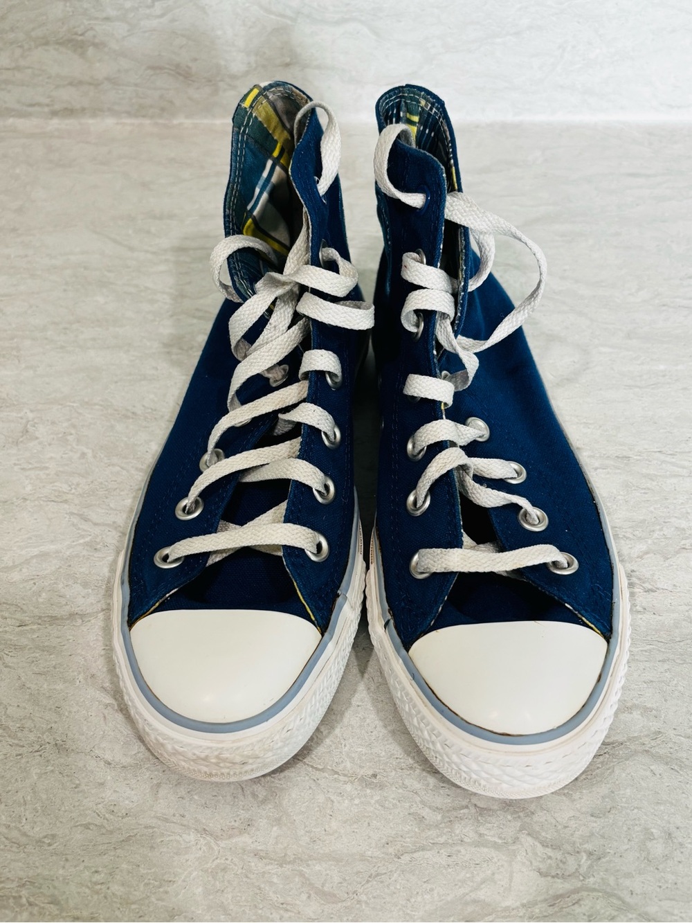 Converse Navy Blue High-Top Canvas Sneakers with White Accents